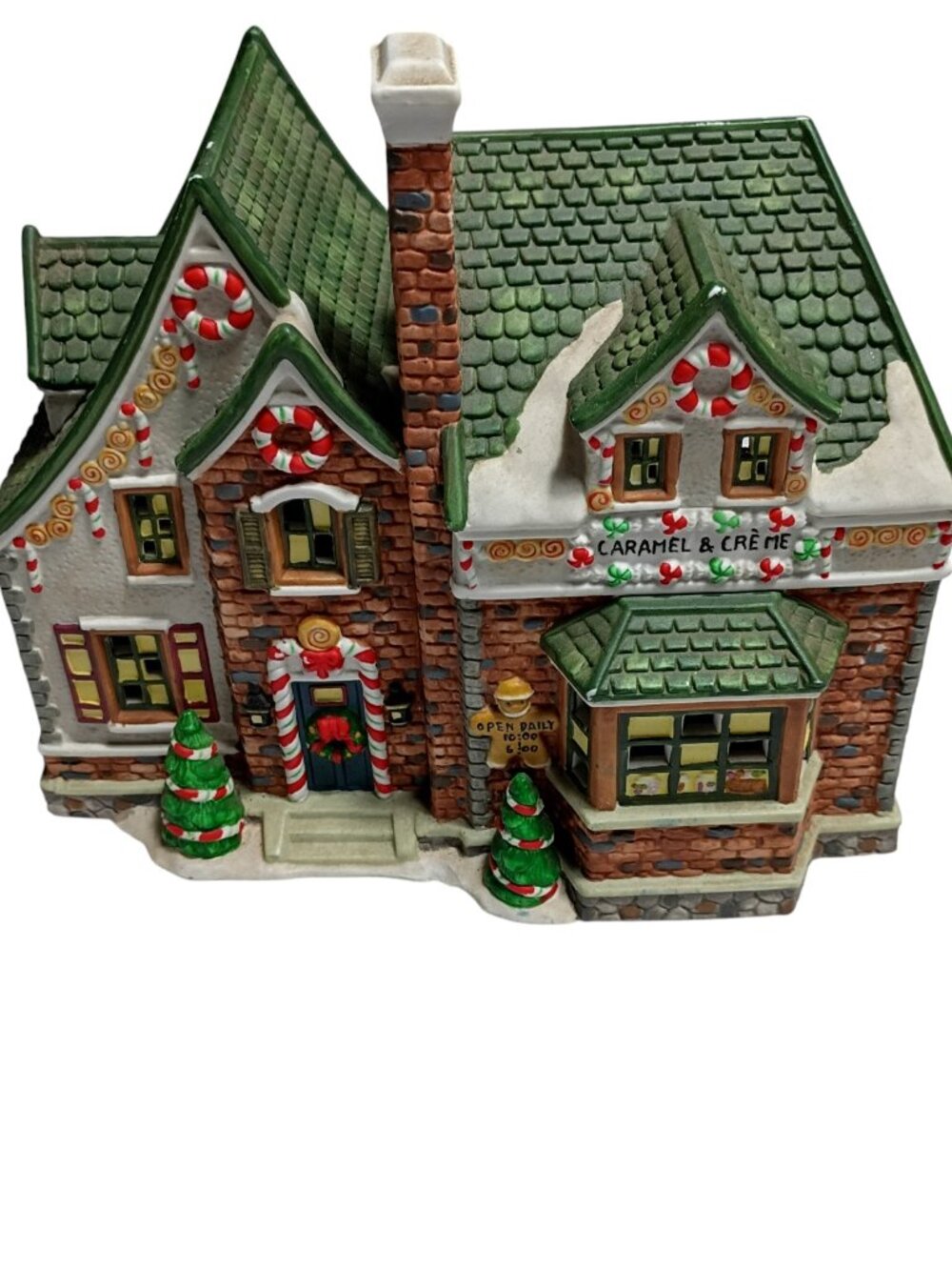 Vintage Hand-Painted Ceramic Christmas Village "Santa's Toy Shop" House